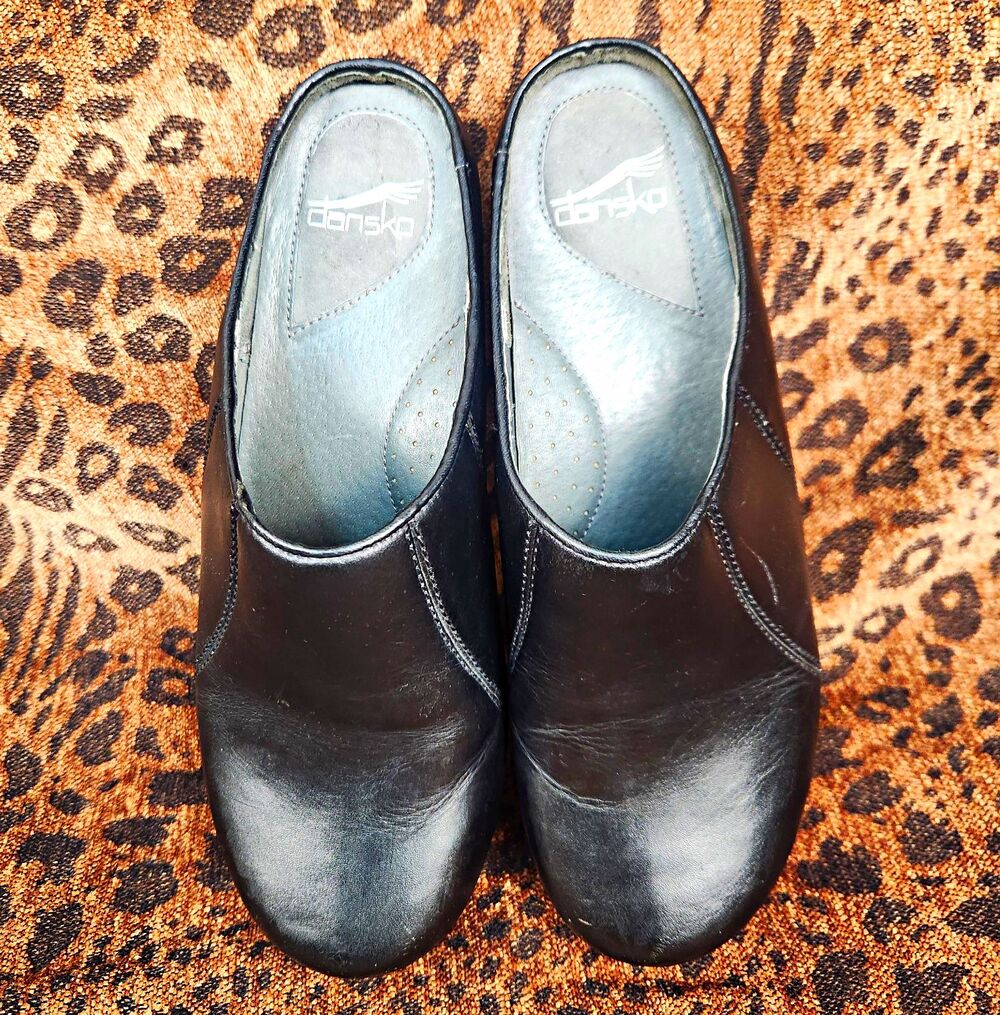 Dansko Balance Women's Black Leather Slip-On Clogs Comfort US 12.5-13 EU 43